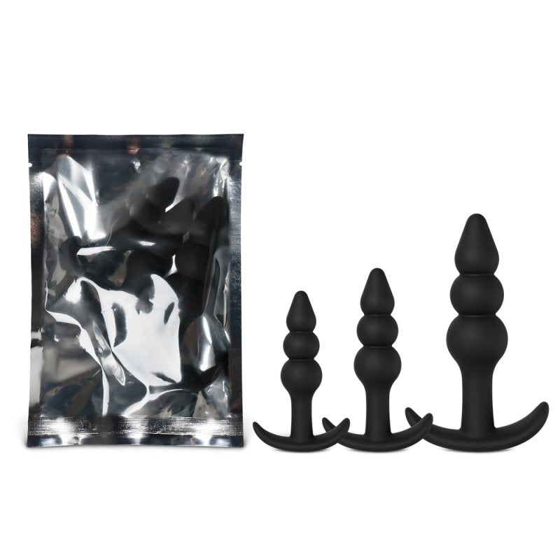 Set plugs anaux noir en silicone avec dimensions évolutives