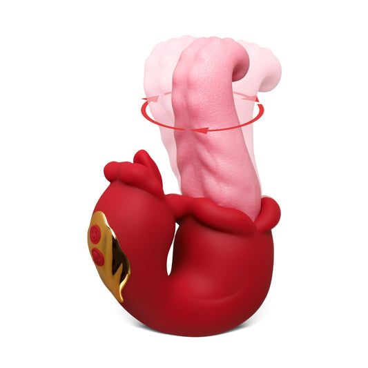 Stimulateur externe en silicone doux, 10 modes et mouvement de langue intégré. Étanche et livré en boîte de présentation.