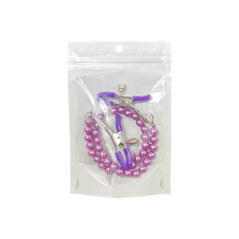 Pinces à tétons premium violettes réglables avec chaîne décorative
