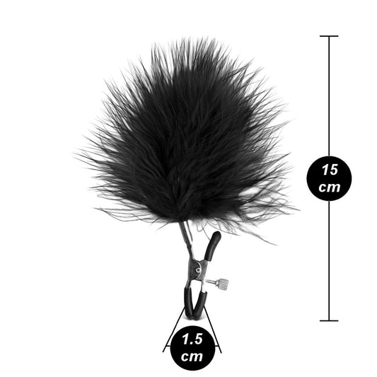 Pinces à tétons BDSM avec plumes noires au design élégant