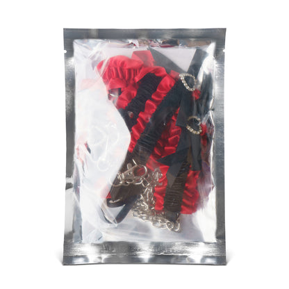 1.	Kit Bondage BDSM rouge avec collier et menottes en dentelle