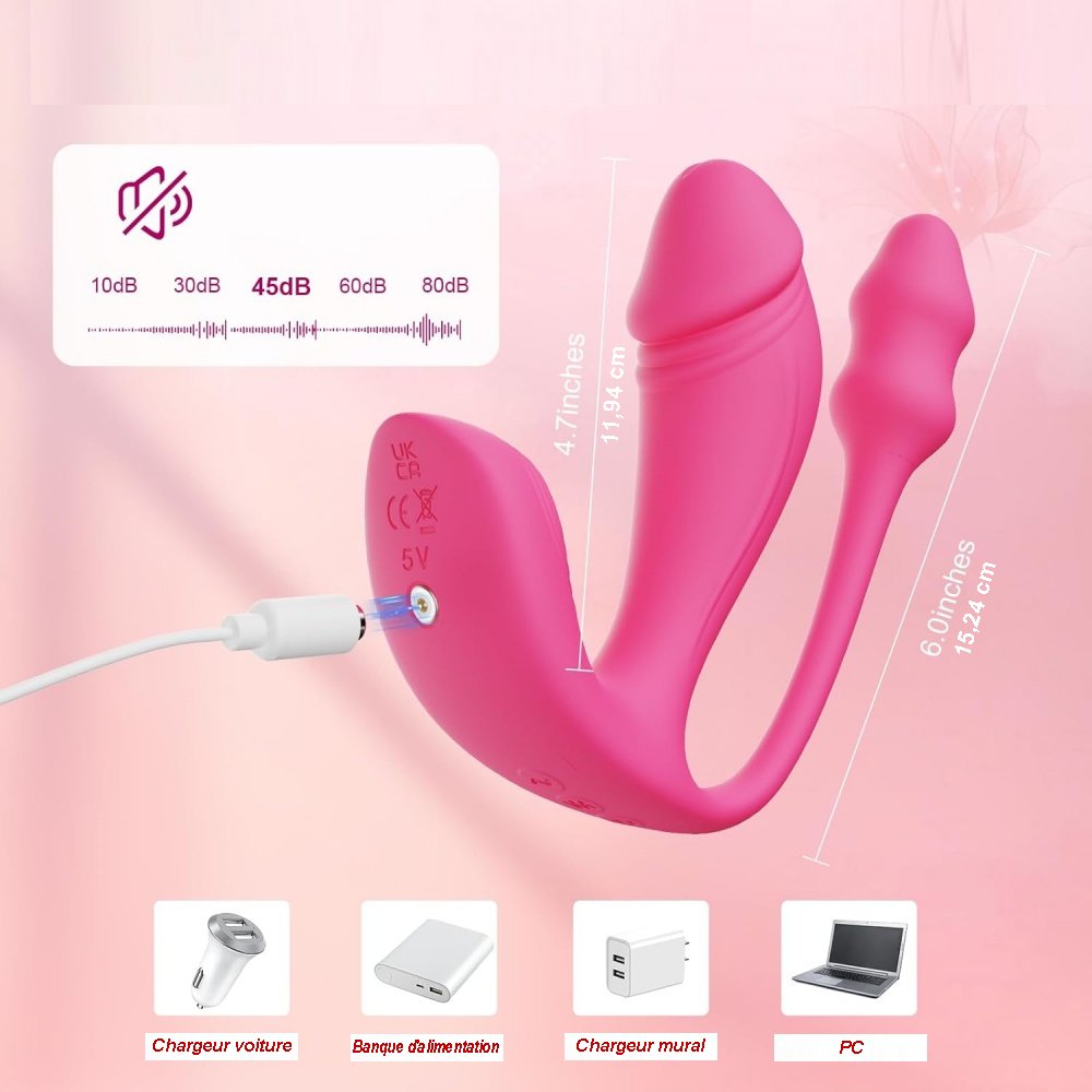 Sextoy Gode vibrant et plug anal connecté A01-050