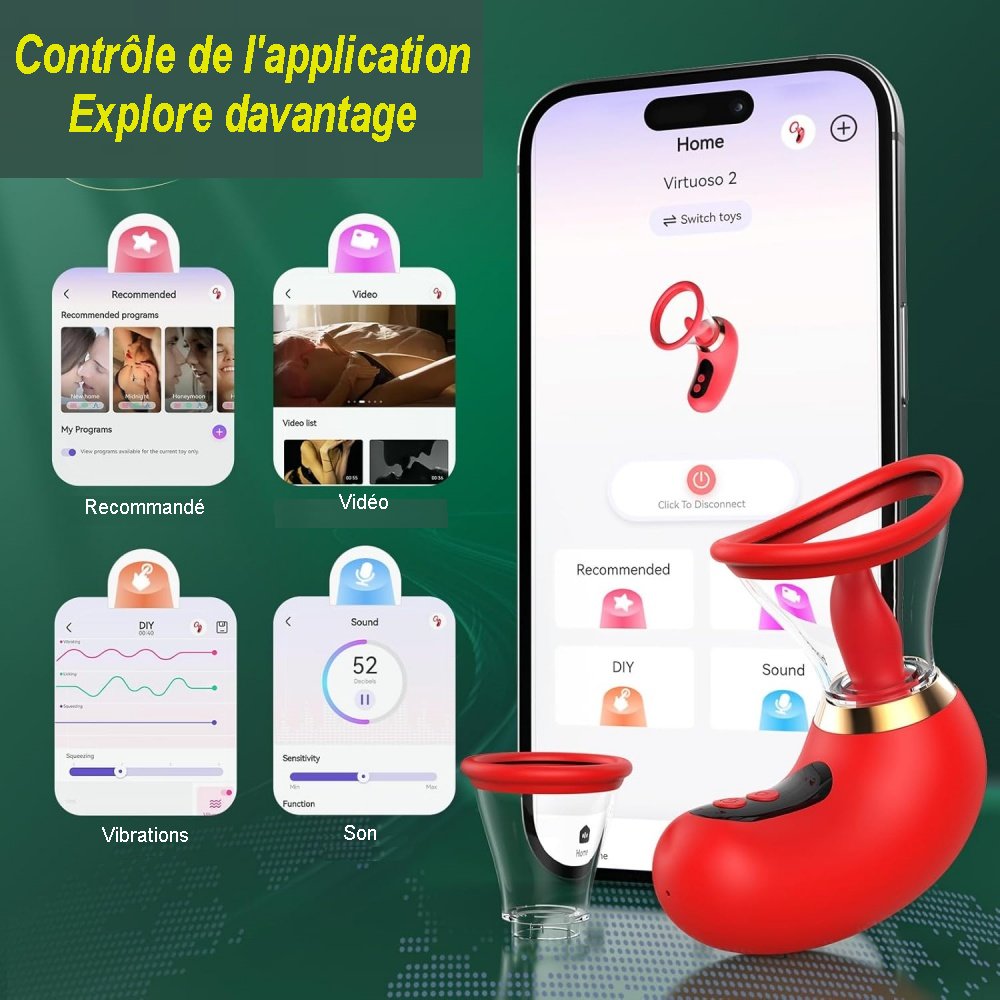 Une combinaison unique de vibration, succion et langue stimulante pour une expérience immersive.