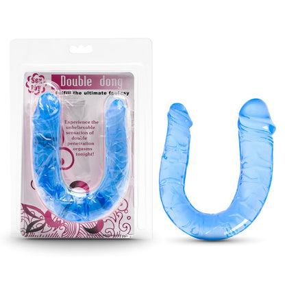 Modèle double extrémité bleu clair, 34 cm, TPE flexible. Embouts de 3 cm et 2,5 cm de diamètre.