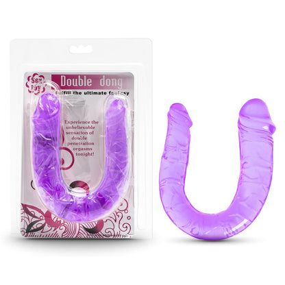 Modèle double extrémité en TPE, 34 cm, couleur violet clair. Embouts ergonomiques et emballage blister.