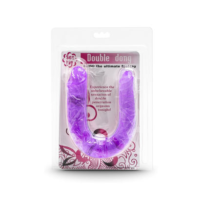 Gode réaliste violet, 34 cm, en TPE flexible. Deux longueurs insérables et design transparent.