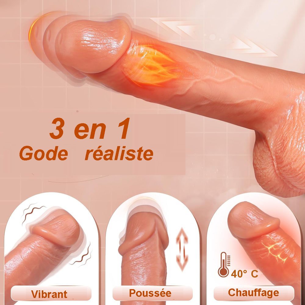 Stimulateur interne chauffant avec vibrations, poussée et contrôle mobile. Silicone premium, 9 vitesses et charge magnétique USB.