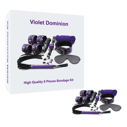 2.	Coffret Bondage BDSM complet avec 8 accessoires violet et noir