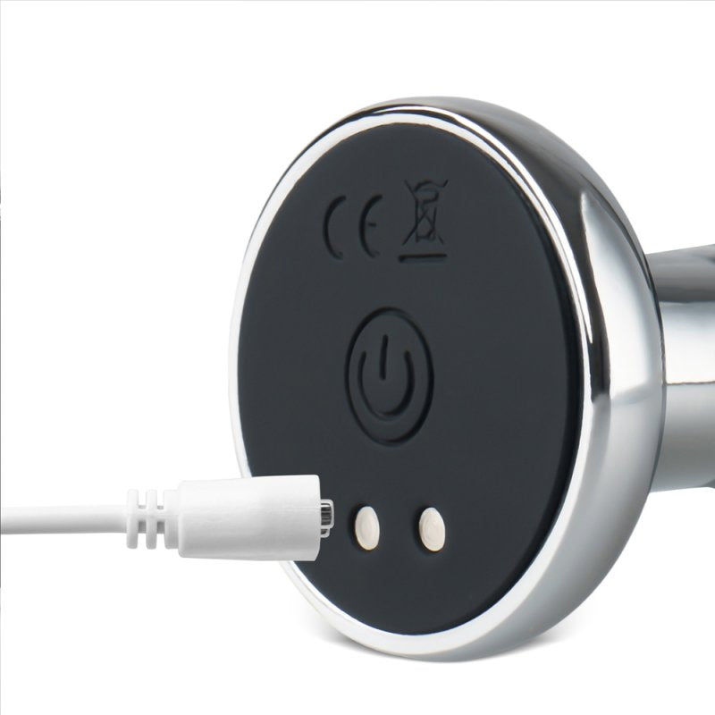 Plug anal vibrant argent rechargeable avec 9 vitesses et contrôle à distance