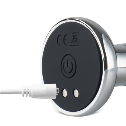 Plug anal vibrant argent rechargeable avec 9 vitesses et contrôle à distance