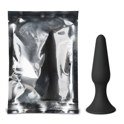 Plug anal débutant en silicone noir avec base sécurisée