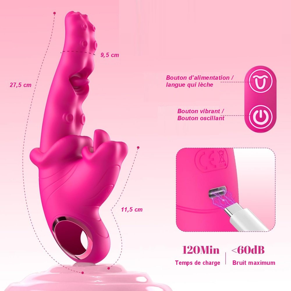 8.	Design élégant du vibromasseur lapin premium coloris magenta