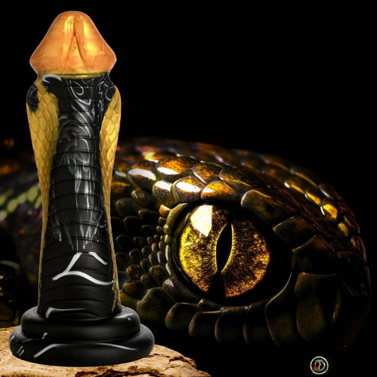 Gode exotique en silicone avec forme de serpent, pointe sculptée et longueur insérable de 20 cm.