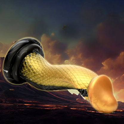 Gode serpent en silicone avec texture reptilienne frappante et diamètre de 6 cm pour stimulation intense.
