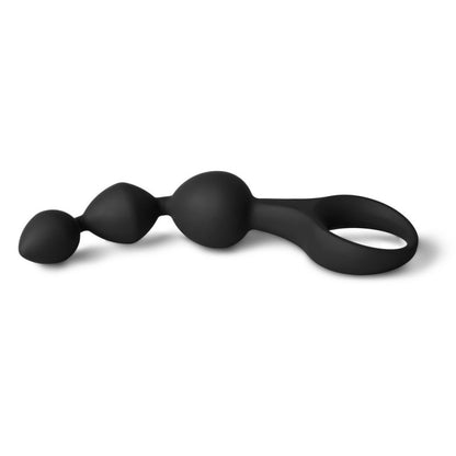 Accessoire anal en silicone noir avec design à trois perles pour sensations variées.