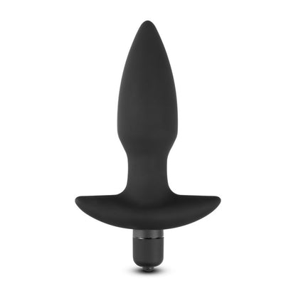 Plug anal vibrant en silicone noir avec design ergonomique pour stimulation douce.