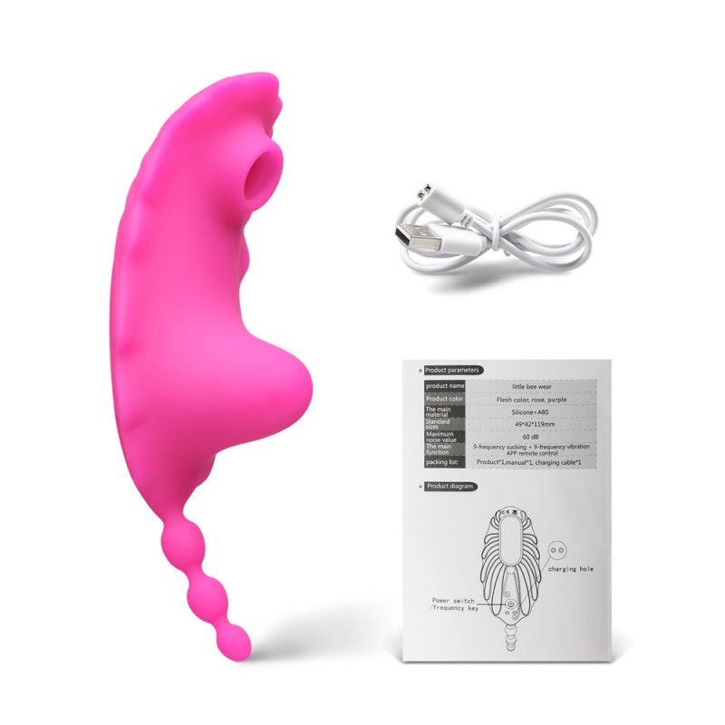 Vibromasseur en silicone rose médical avec modes multiples, succion intégrée et télécommande.
