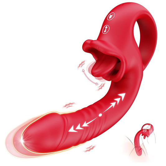 Sextoy Vibromasseur connecté, vibrant, poussant et léchant GM-ZDB077-A