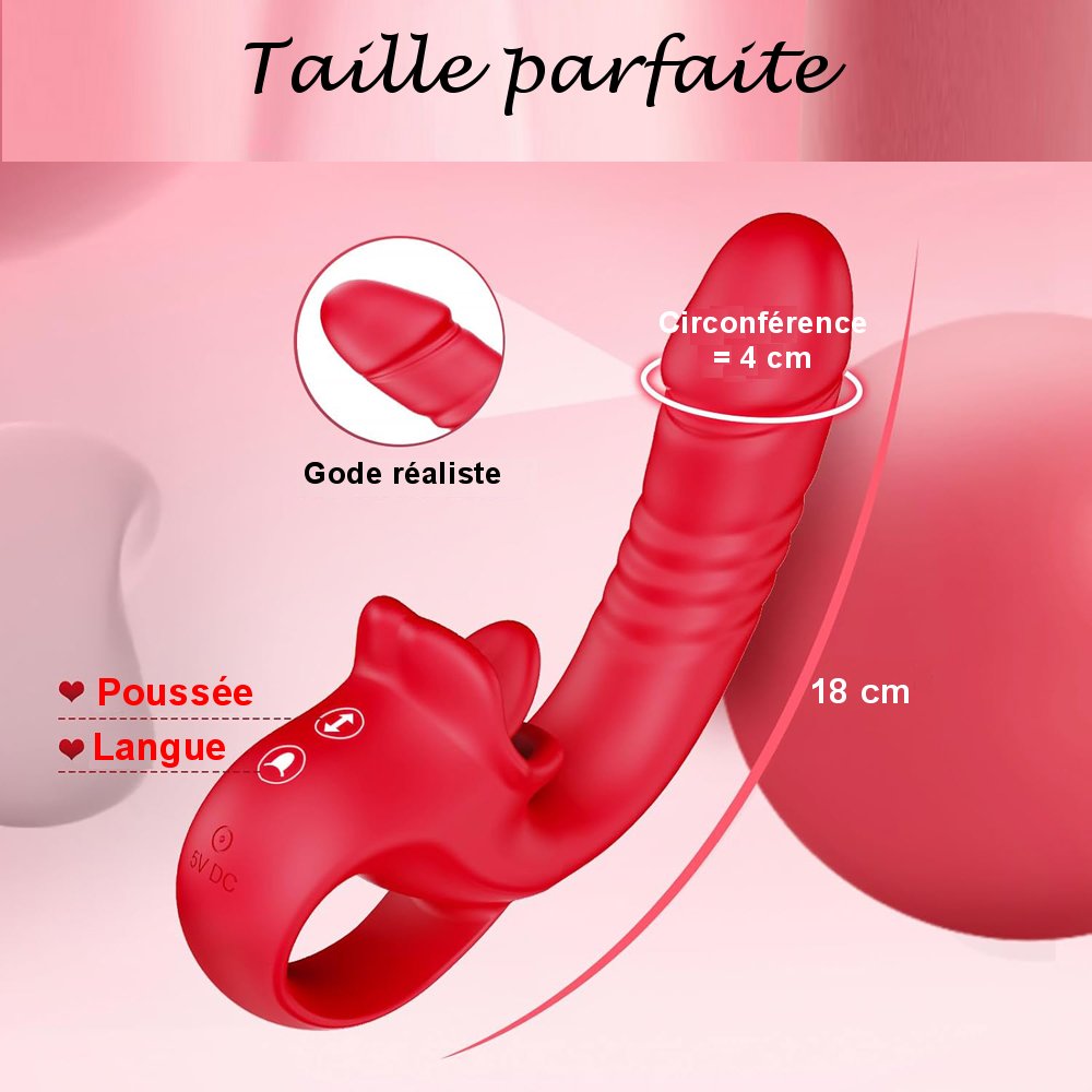 Sextoy connecté, poussant et léchant taille parfaite 