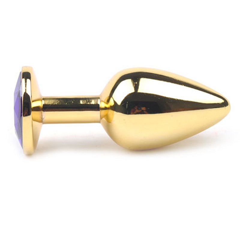 Sextoy plug anal doré en métal et ABS avec cristal violet
