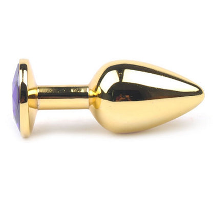 Sextoy plug anal doré en métal et ABS avec cristal violet