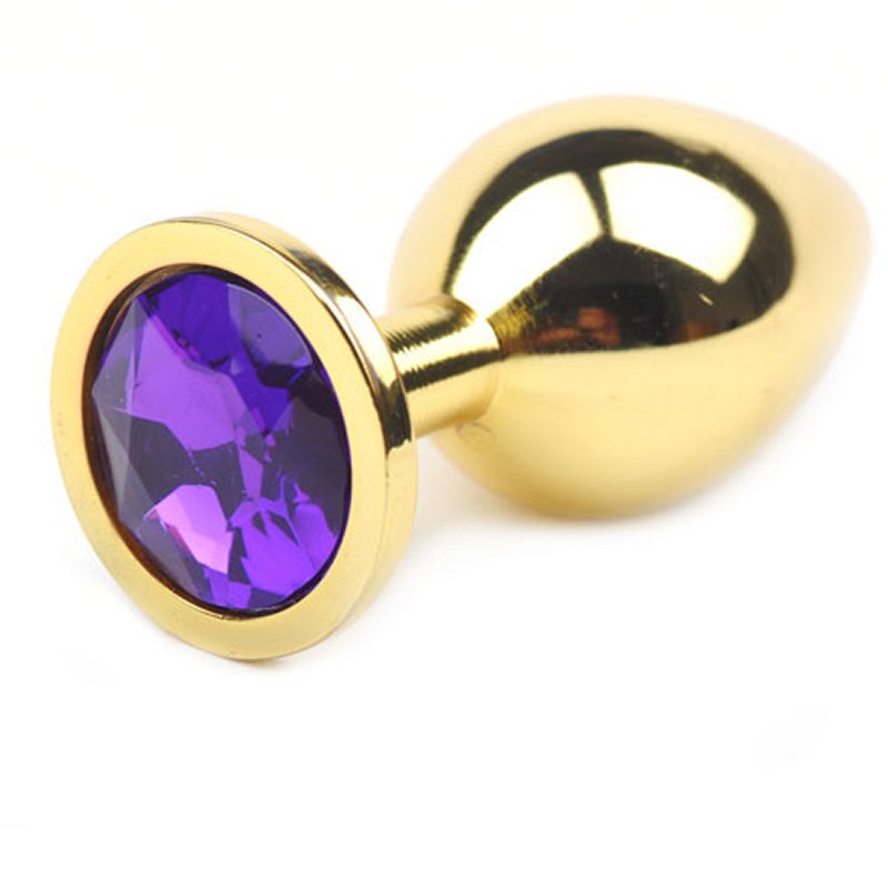 Sextoy plug anal doré en métal et ABS avec cristal violet