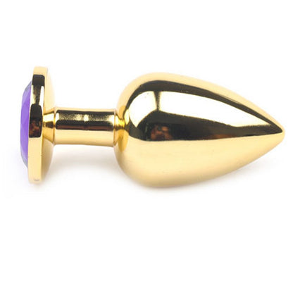 Sextoy plug anal métal doré élégant avec cristal violet