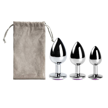Ensemble plugs anaux métal violet et argent étanche avec sac de rangement