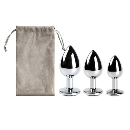 Ensemble plugs anaux métal bleu et argent étanche avec sac de rangement