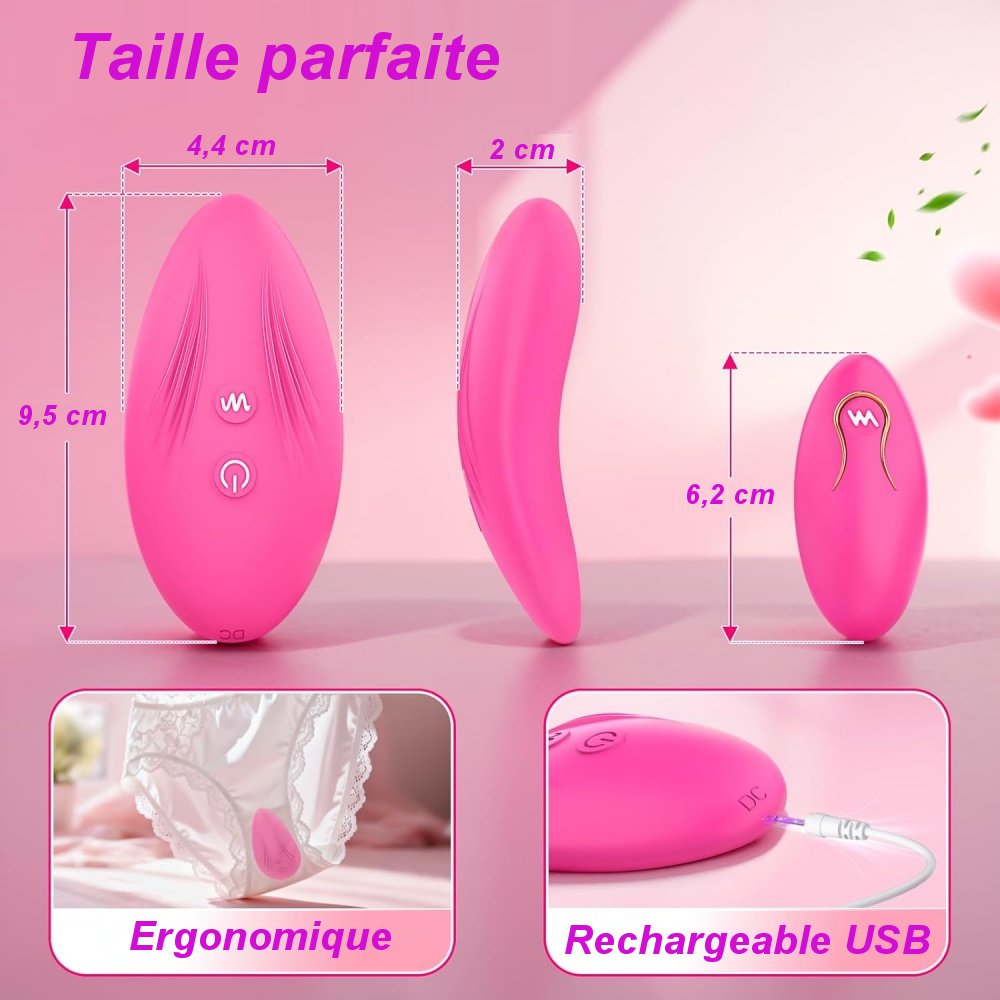 5.	Détail du vibromasseur connecté avec finition premium magenta
