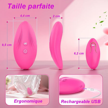 5.	Détail du vibromasseur connecté avec finition premium magenta
