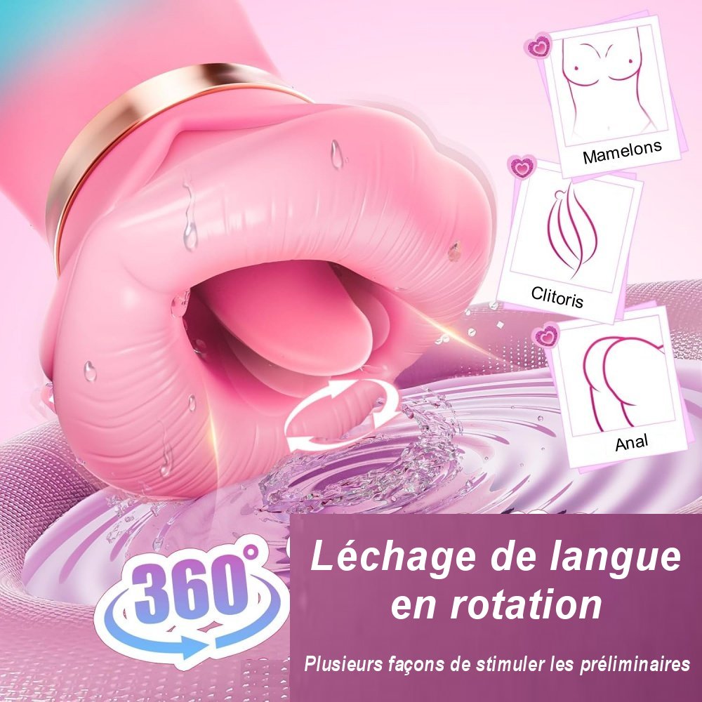 Vibrateur oral design ergonomique avec aspiration et stimulation par langue.