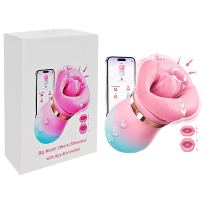 Vibrateur oral 5-en-1 avec chambre en silicone en forme de bouche.