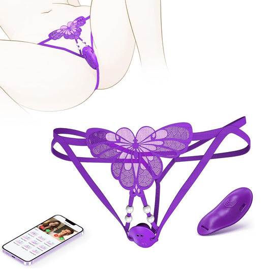 1.	Vibromasseur portable avec culotte en dentelle papillon violette