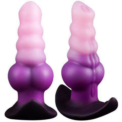 Plug anal texturé en silicone avec base large pour plus de sécurité.