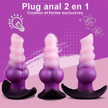 Plug anal design segmenté avec base ergonomique stable.