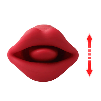 Stimulateur oral grande bouche silicone rouge langue vibrante et poussée automatique
