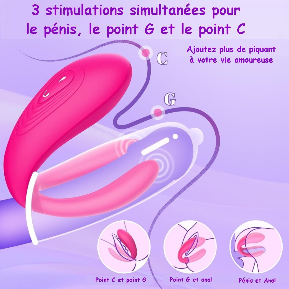 Appareil vibrant compatible application mobile, doté de 10 modes et d’une télécommande. Silicone doux, étanche et rechargeable.