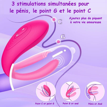 Appareil vibrant compatible application mobile, doté de 10 modes et d’une télécommande. Silicone doux, étanche et rechargeable.