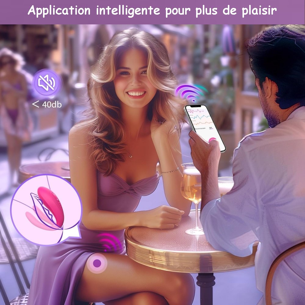 Appareil vibrant connecté, 10 modes et télécommande incluse. Silicone doux, design compact et charge par branchement.
