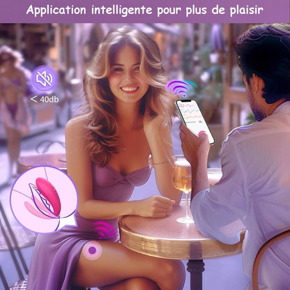 Appareil vibrant connecté, 10 modes et télécommande incluse. Silicone doux, design compact et charge par branchement.