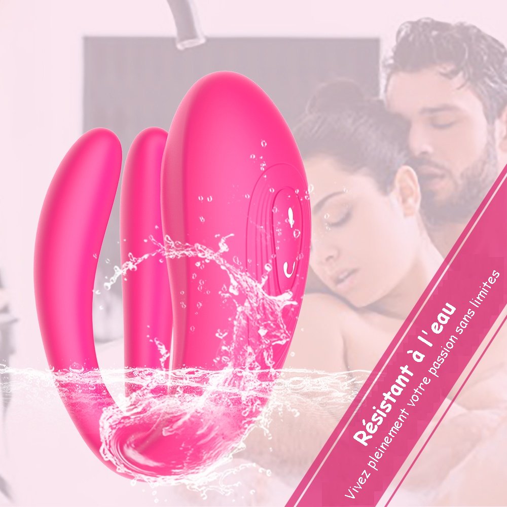 Stimulateur point G et clitoris en silicone premium, 10 vitesses et double contrôle. Étanche et livré avec câble de charge.