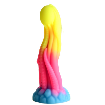 Godemichet original en silicone médical avec design tentacules et effet phosphorescent captivant.