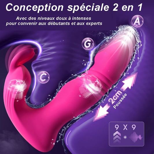 Sextoy Vibromasseur Lapin Connecté Poussées & Vibrations MMA-035