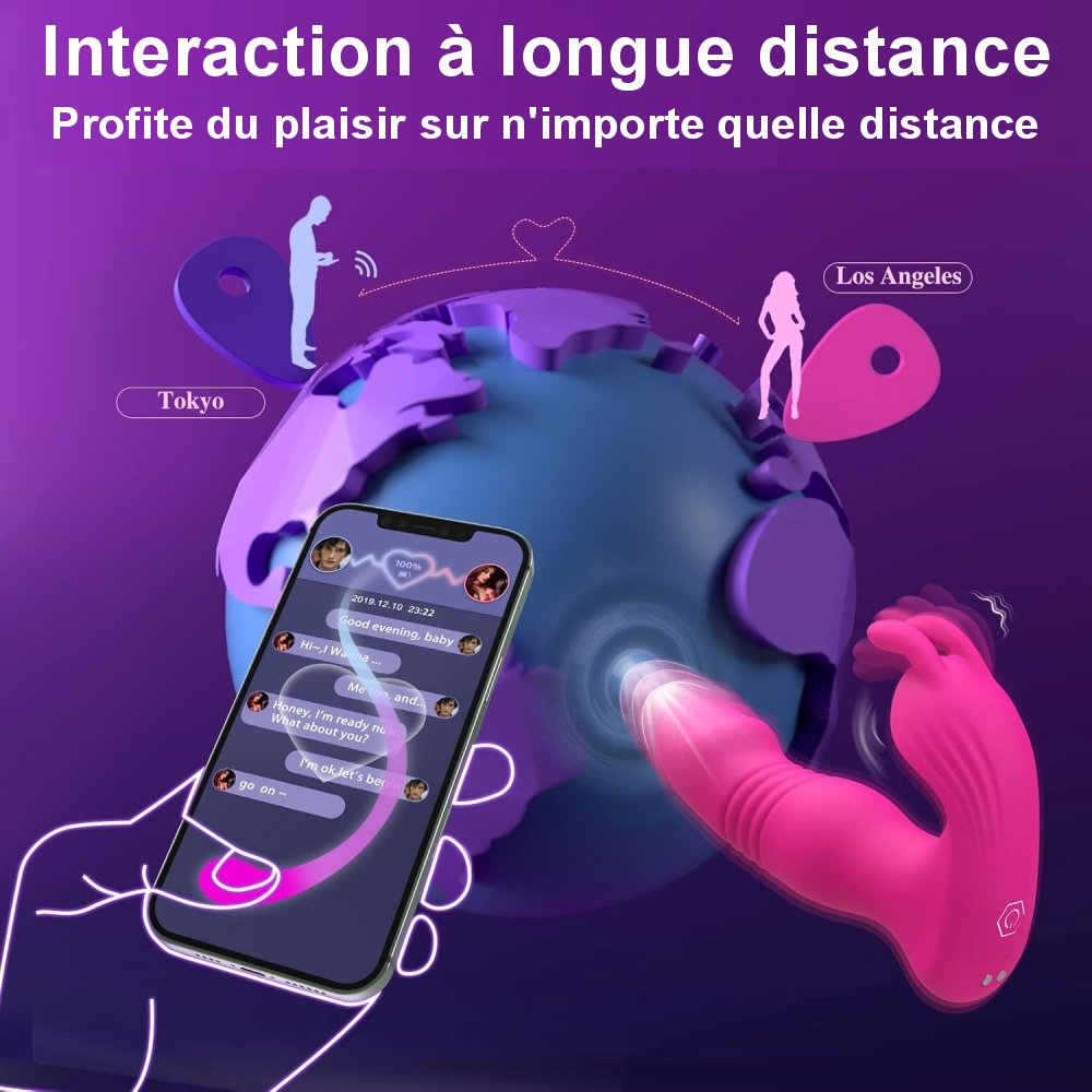Sextoy Vibromasseur Lapin Connecté Poussées & Vibrations MMA-035