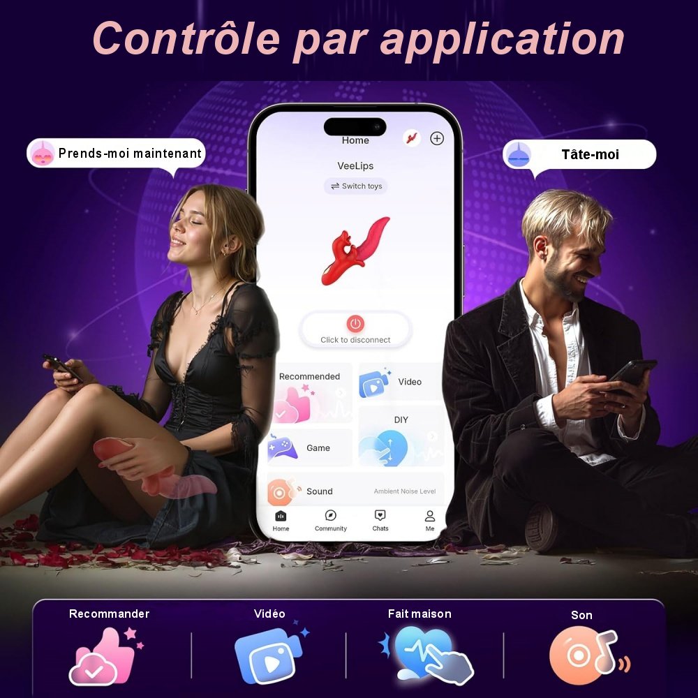 Sextoy lapin rechargeable contrôlé par application avec double stimulation.