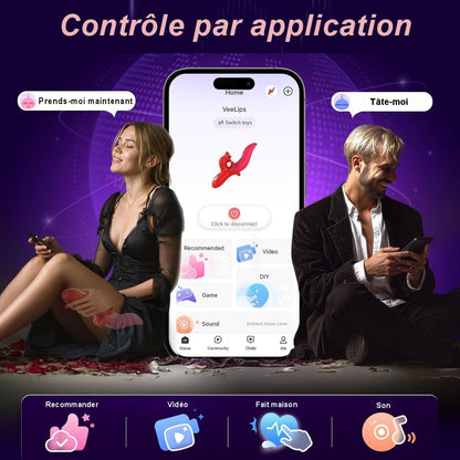 Sextoy lapin rechargeable contrôlé par application avec double stimulation.