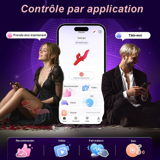 Sextoy lapin rechargeable contrôlé par application avec double stimulation.