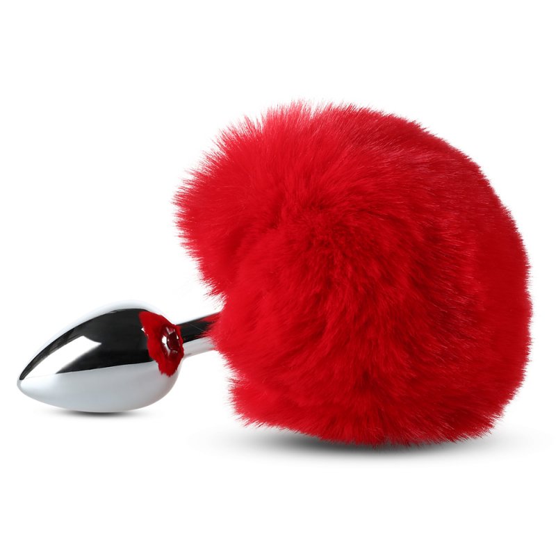 Plug anal métal avec queue rouge courte petite taille design compact élégant
