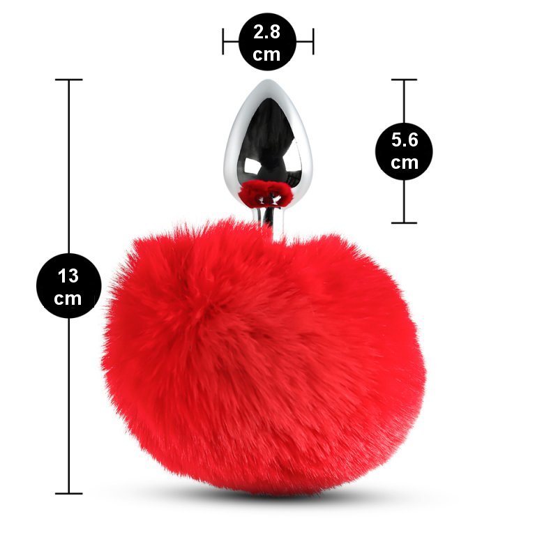 Plug anal petite taille métal avec queue rouge douce design discret